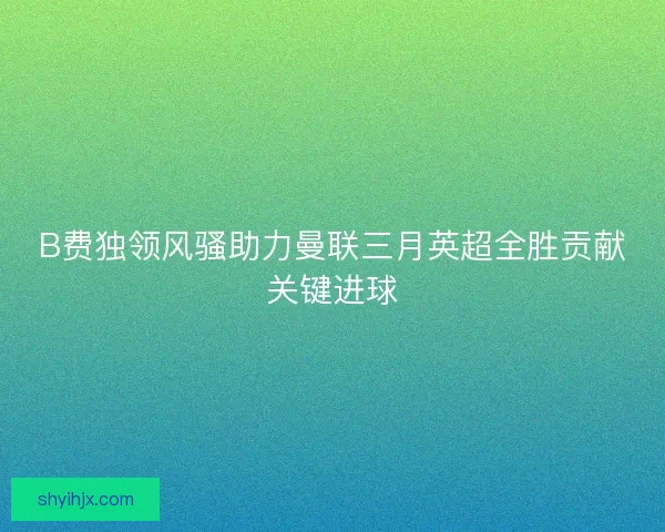 B费独领风骚助力曼联三月英超全胜贡献关键进球 B费独领风骚助力曼联三月英超全胜贡献关键进球